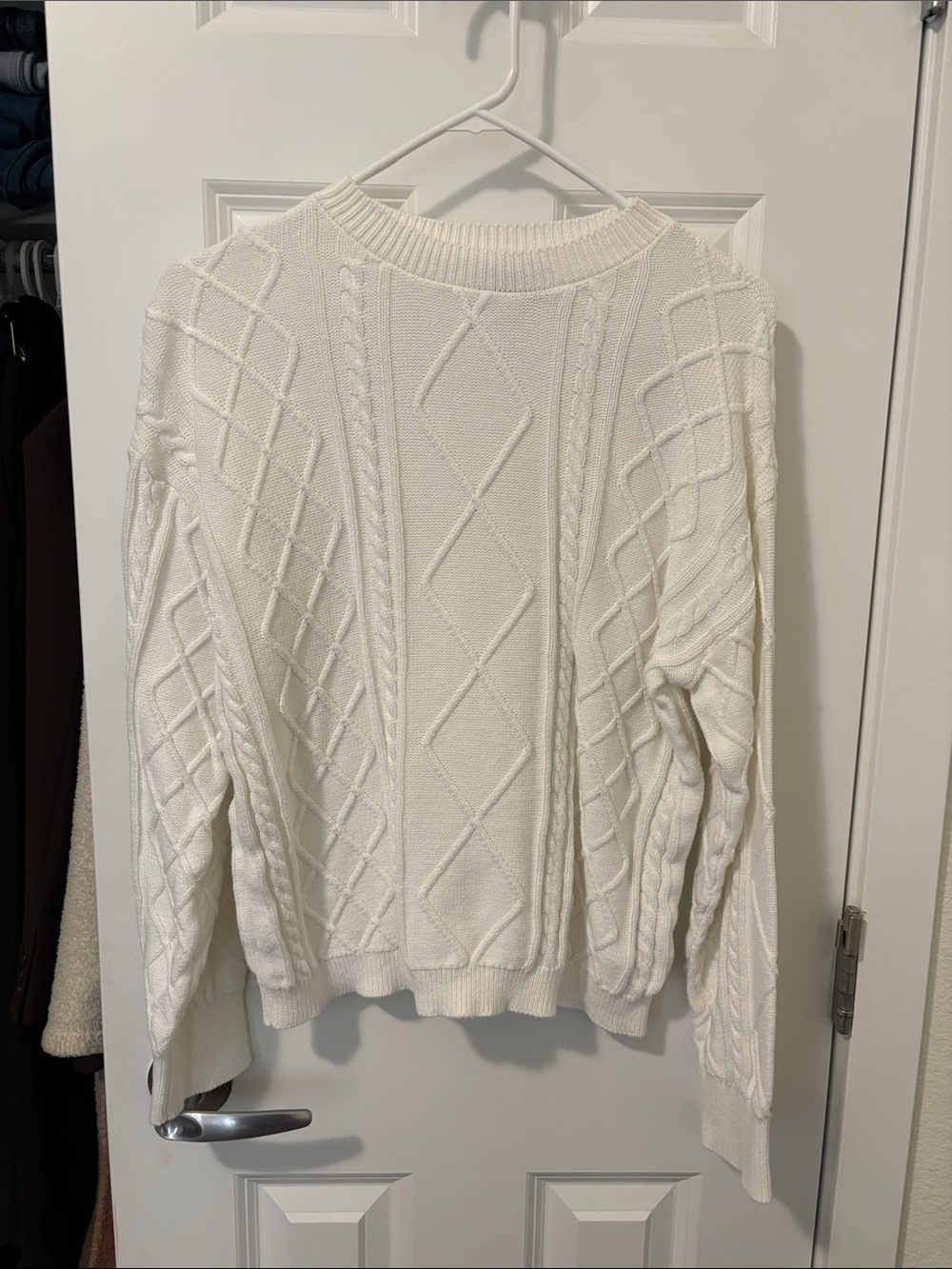 Edikted Cream Cable Knit Scoop Neck Sweater